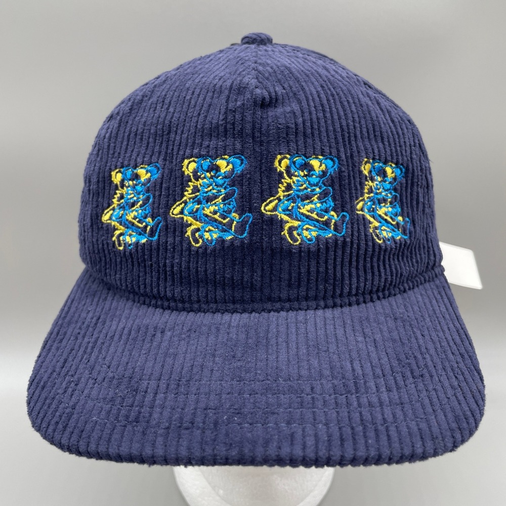 Grateful Dead Dancing Bears Hat Mens Snapback Navy Corduroy NEW